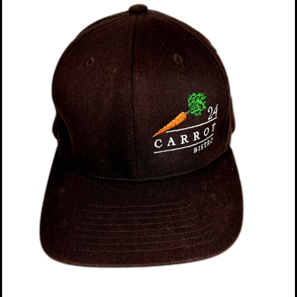 24 Carrot Bistro Trucker Hat Brown Embroidered Carrot Erie Colorado Flexfit L-XL - Picture 2 of 5